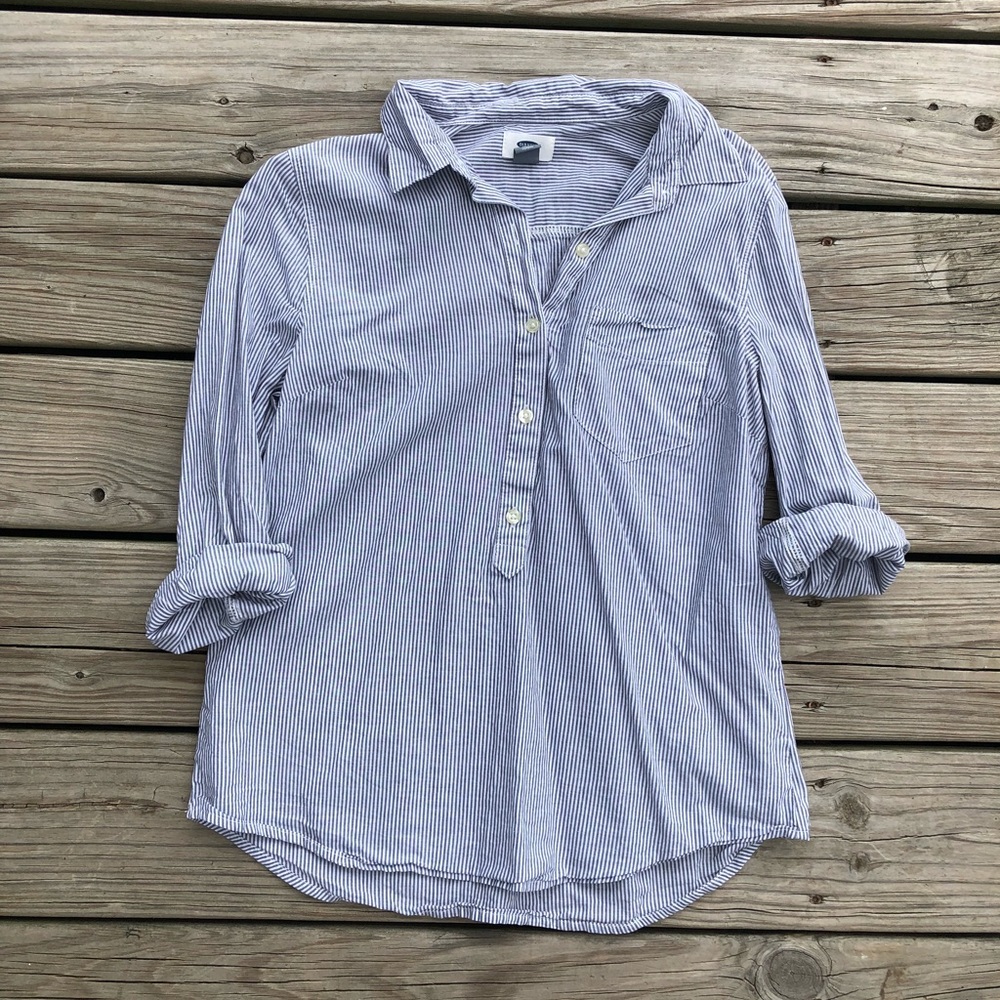 Striped midway button  down shirt